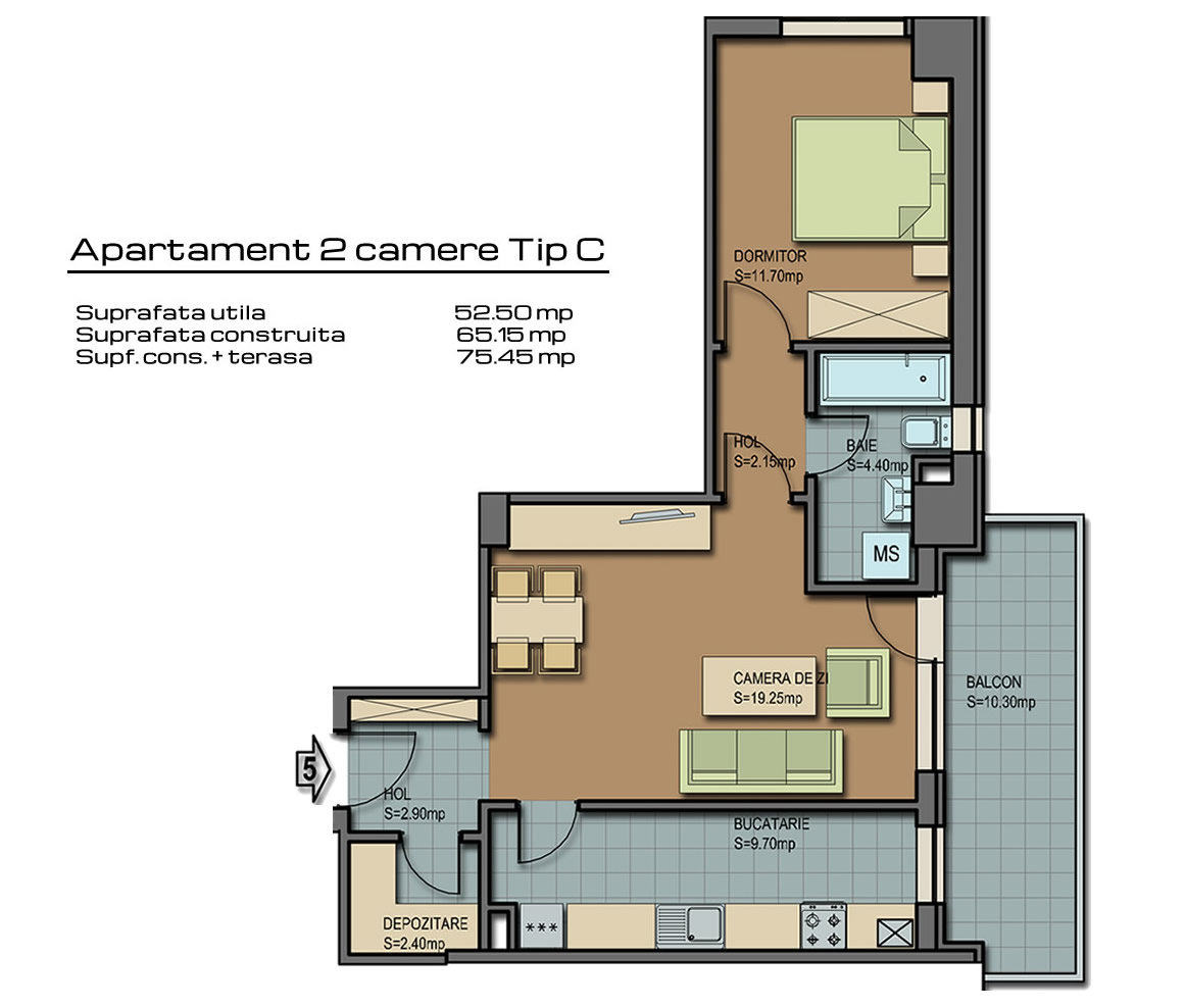 2 camere tip C , mutare imediata BARCELONA RESIDENCE