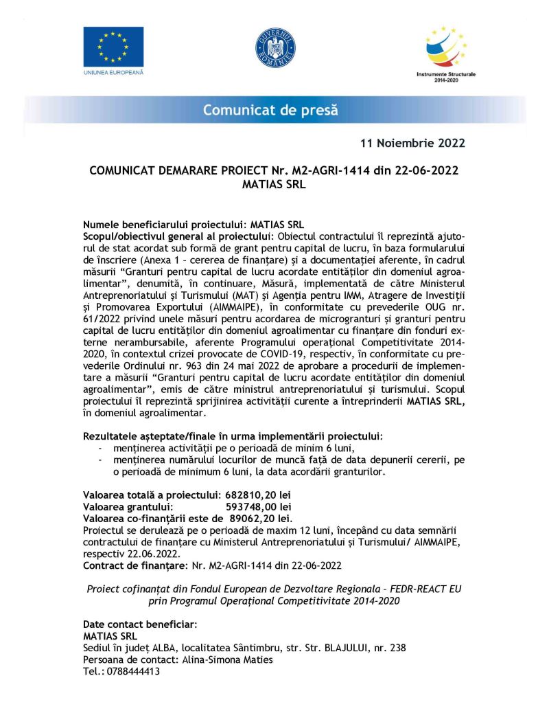 Granturi pentru capital de lucru acordate entităţilor din domeniul agroalimentar